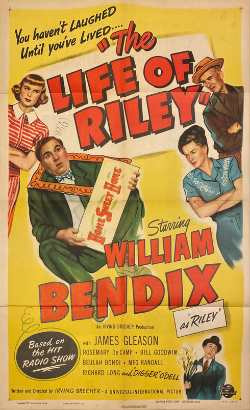 life of riley 1949 one sheet poster folded